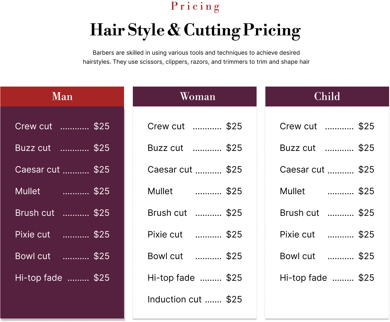 Pricing Packages
