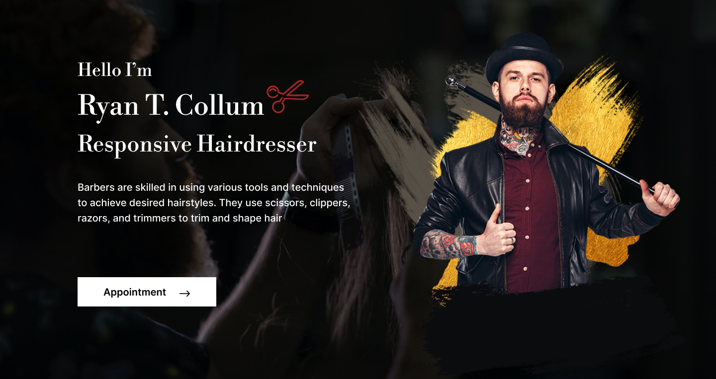 barber hero section website
